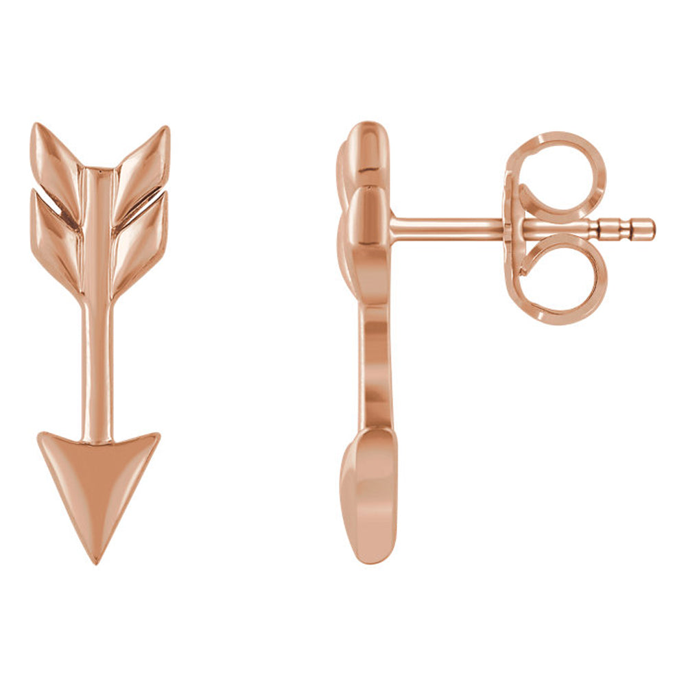 5mm x 17mm (5/8 Inch) 14k Rose Gold Small Arrow Post Earrings, Item E16806 by The Black Bow Jewelry Co.