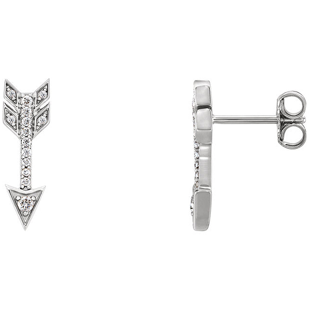 5mm x 17mm 14k White Gold 1/6 CTW (G-H, I1) Diamond Arrow Earrings, Item E16812 by The Black Bow Jewelry Co.