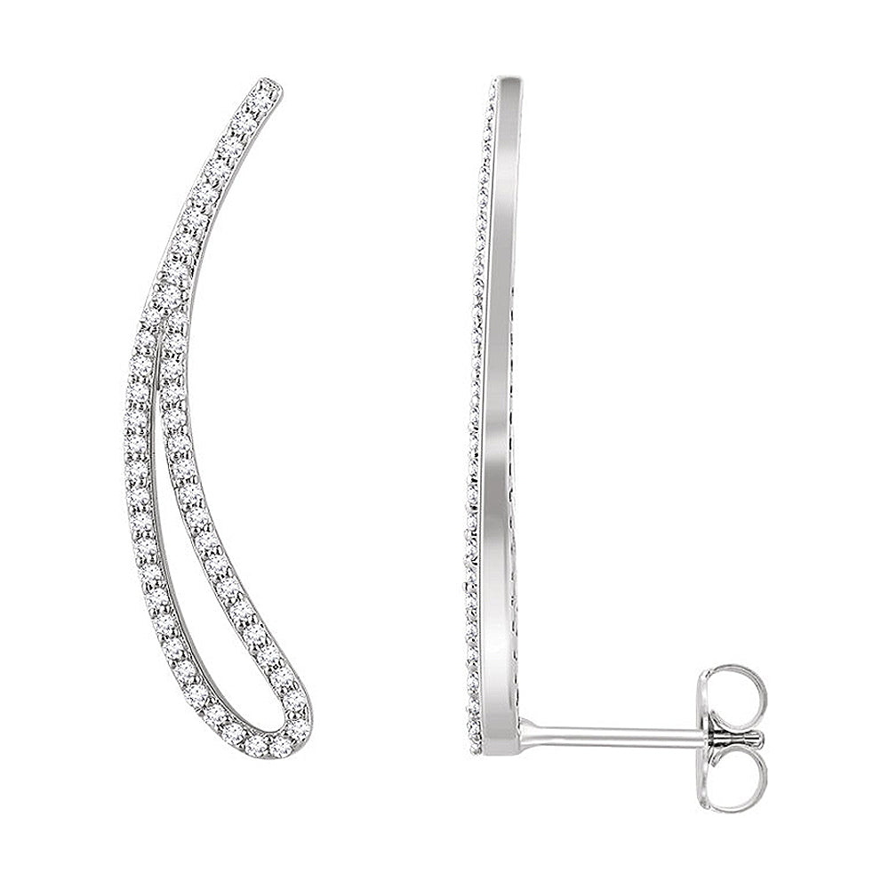 5.5mm x 21mm 14k White Gold 1/4 CTW (H-I, I1) Diamond Ear Climbers, Item E16815 by The Black Bow Jewelry Co.