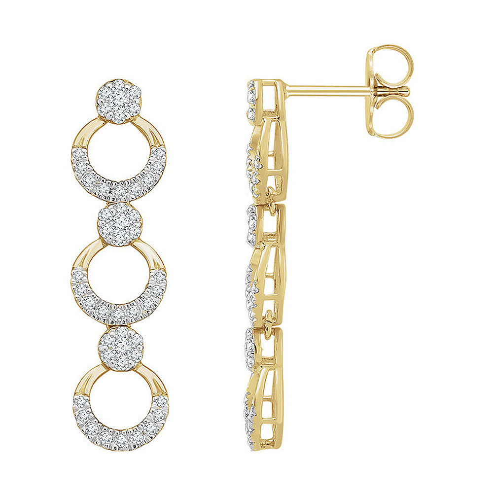 7 x 28mm 14k Yellow Gold 1/2 CTW (H-I, I1) Diamond Geometric Earrings, Item E16819 by The Black Bow Jewelry Co.