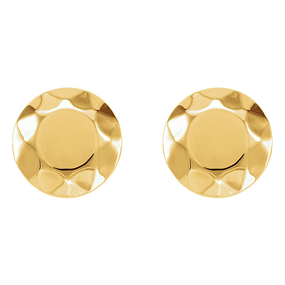 Alternate view of the 9mm (3/8 Inch) 14k Yellow Gold Faceted Circle Stud Earrings by The Black Bow Jewelry Co.
