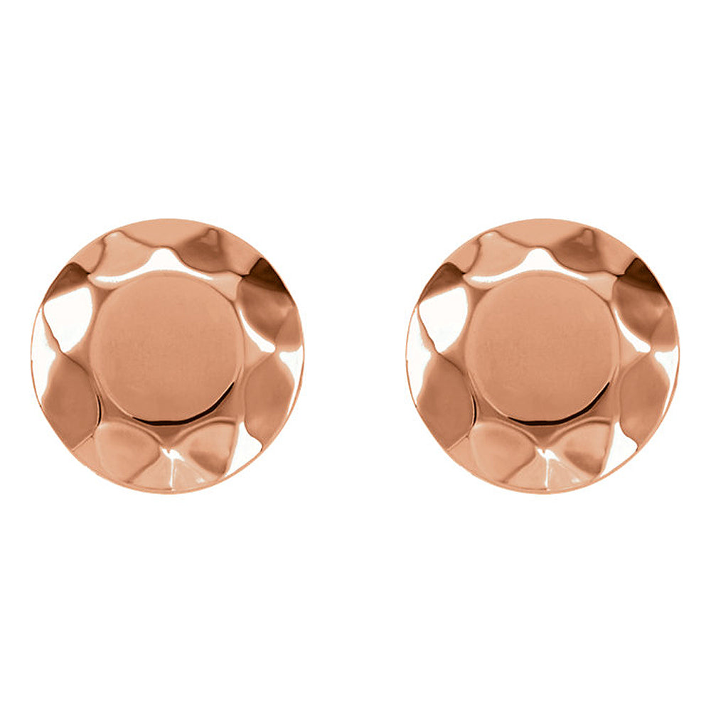 Alternate view of the 9mm (3/8 Inch) 14k Rose Gold Faceted Circle Stud Earrings by The Black Bow Jewelry Co.