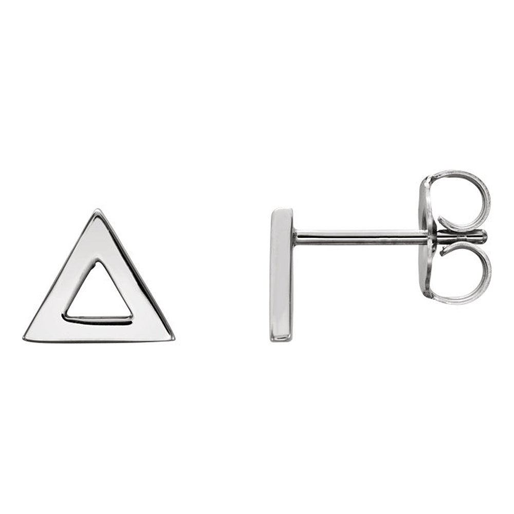 7mm (1/4 Inch) Polished 14k White Gold Tiny Triangle Post Earrings, Item E16842 by The Black Bow Jewelry Co.