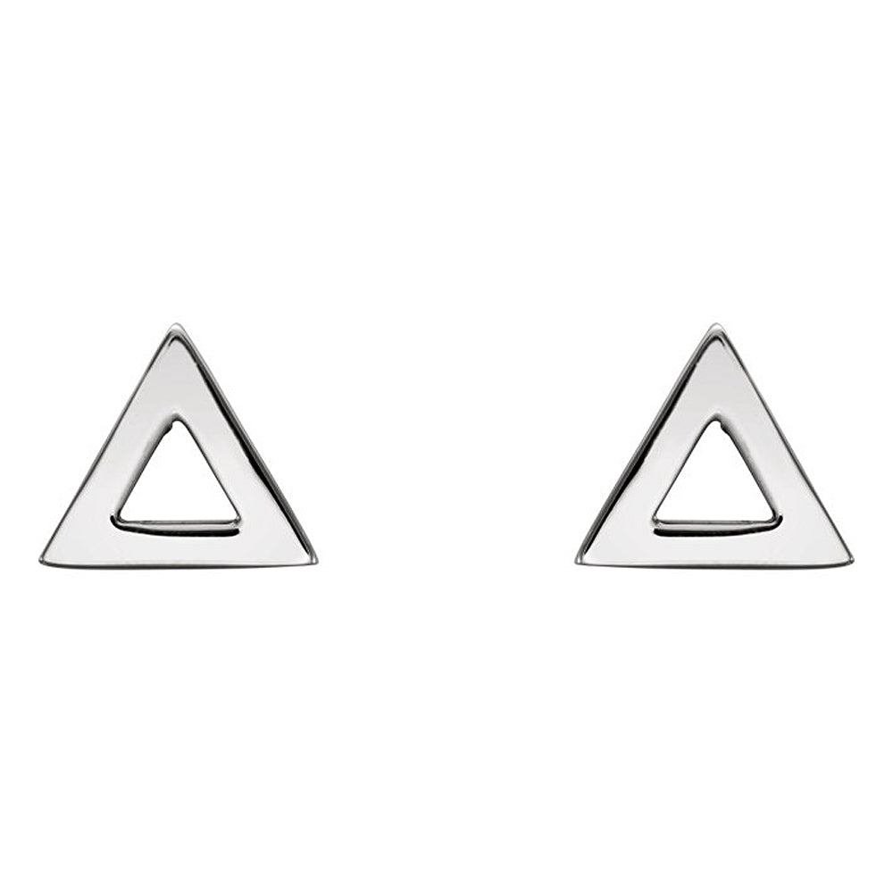 Alternate view of the 7mm (1/4 Inch) Polished 14k White Gold Tiny Triangle Post Earrings by The Black Bow Jewelry Co.