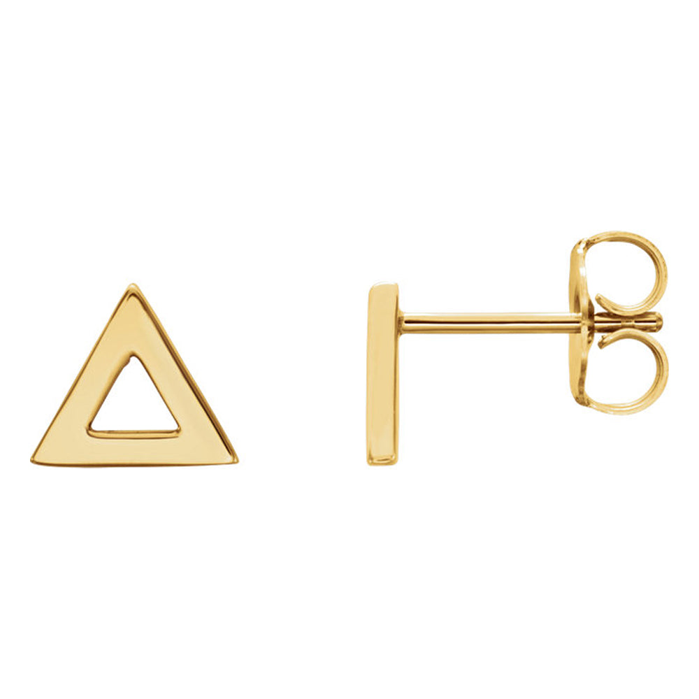 7mm (1/4 Inch) Polished 14k Yellow Gold Tiny Triangle Post Earrings, Item E16843 by The Black Bow Jewelry Co.