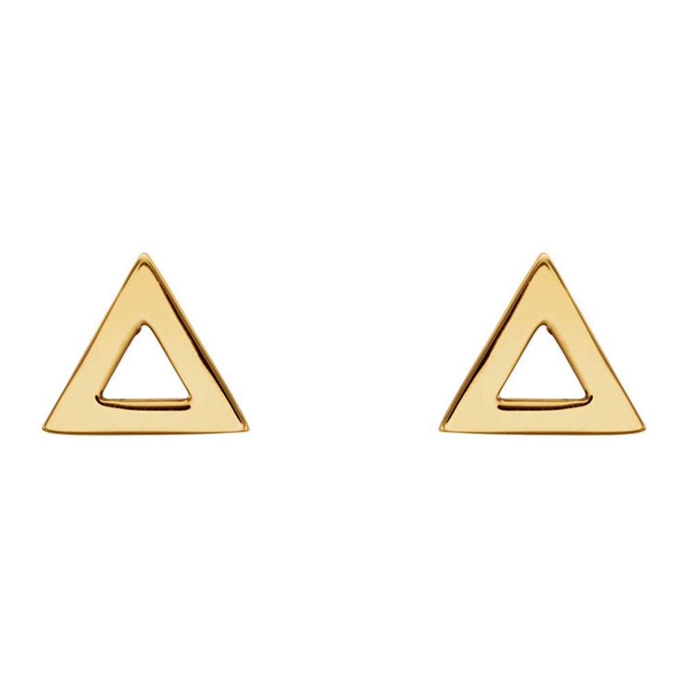 Alternate view of the 7mm (1/4 Inch) Polished 14k Yellow Gold Tiny Triangle Post Earrings by The Black Bow Jewelry Co.