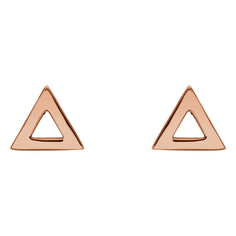 Alternate view of the 7mm (1/4 Inch) Polished 14k Rose Gold Tiny Triangle Post Earrings by The Black Bow Jewelry Co.