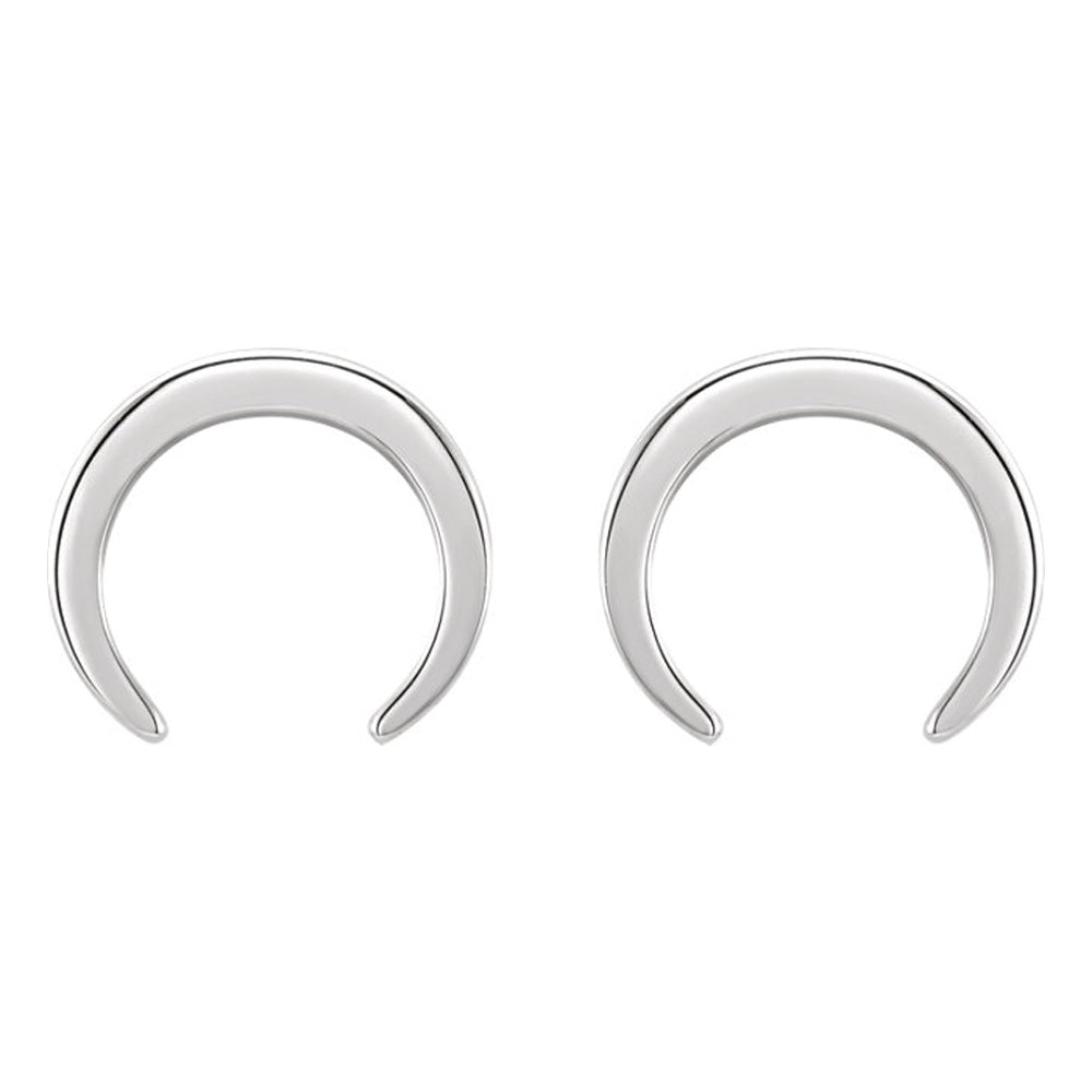 Alternate view of the 10mm x 9mm (3/8 Inch) 14k White Gold Small Crescent Post Earrings by The Black Bow Jewelry Co.