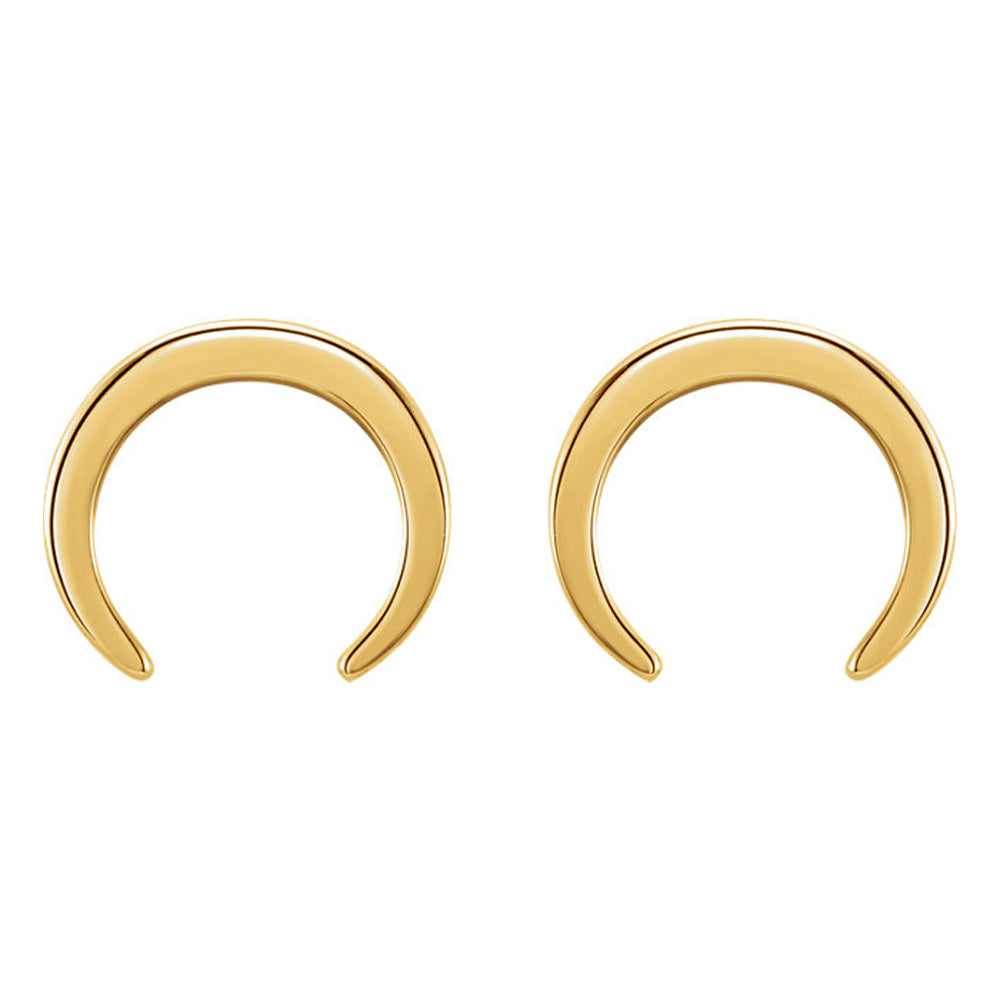Alternate view of the 10mm x 9mm (3/8 Inch) 14k Yellow Gold Small Crescent Post Earrings by The Black Bow Jewelry Co.
