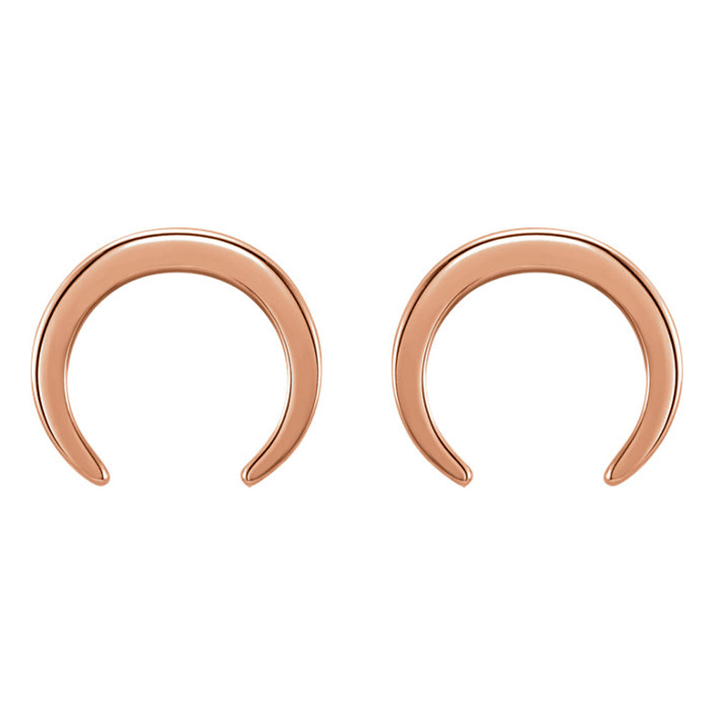 Alternate view of the 10mm x 9mm (3/8 Inch) 14k Rose Gold Small Crescent Post Earrings by The Black Bow Jewelry Co.