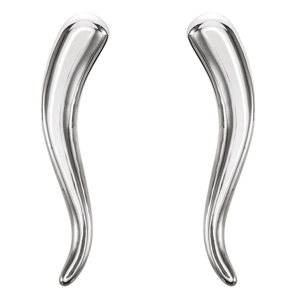 Alternate view of the 2.8mm x 12mm (7/16 Inch) Sterling Silver Small Italian Horn Earrings by The Black Bow Jewelry Co.