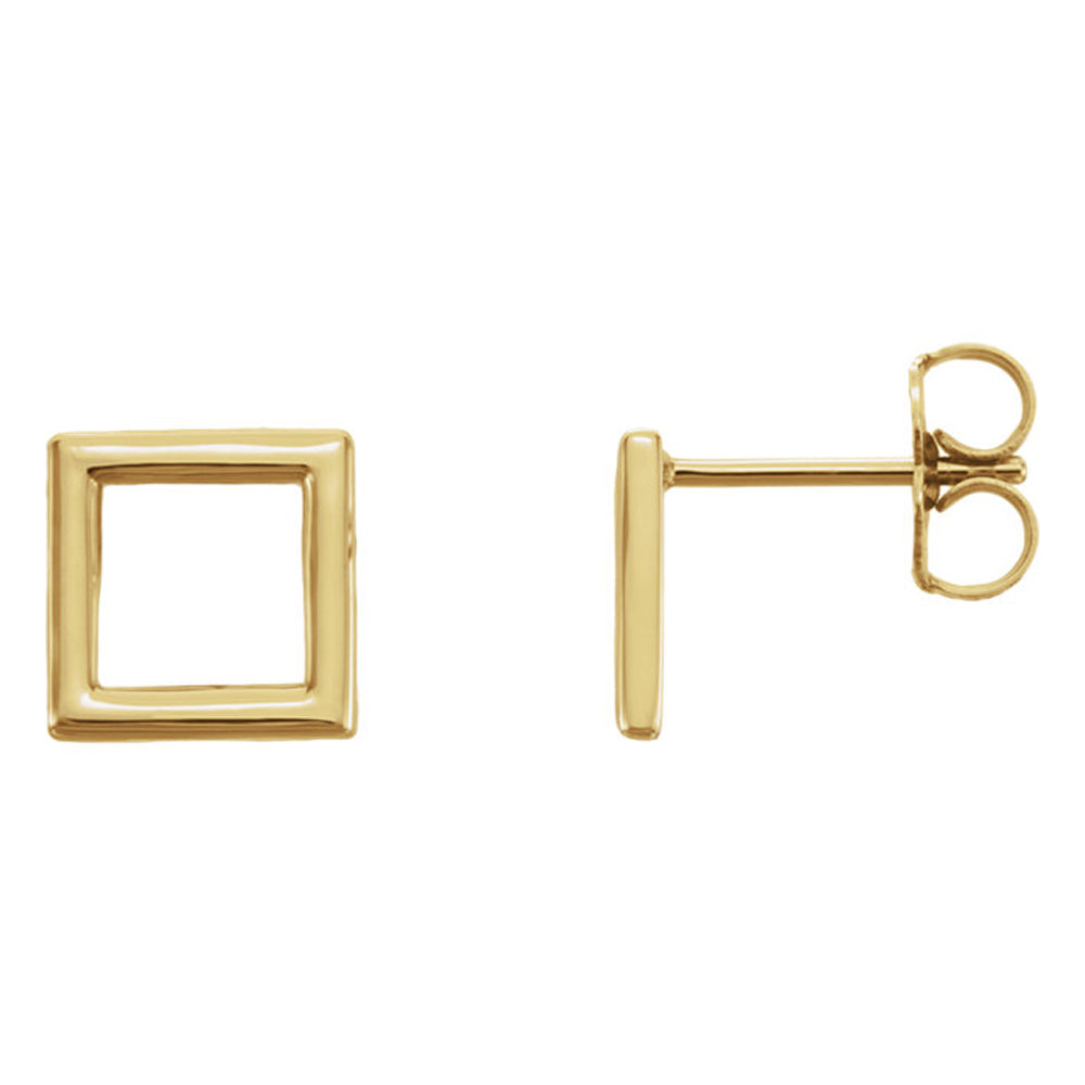 8mm (5/16 Inch) Polished 14k Yellow Gold Small Square Post Earrings, Item E16873 by The Black Bow Jewelry Co.