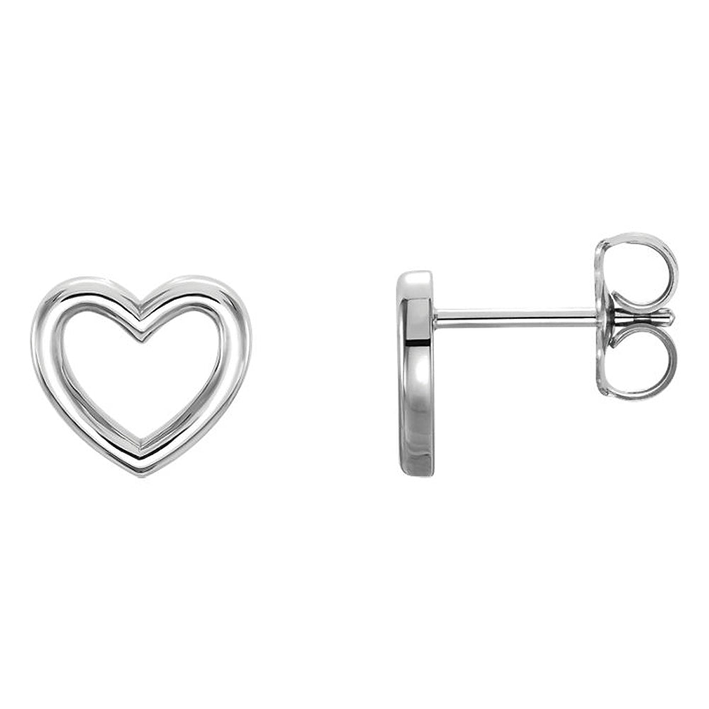 9 x 8mm (3/8 Inch) Polished 14k White Gold Small Heart Post Earrings, Item E16877 by The Black Bow Jewelry Co.