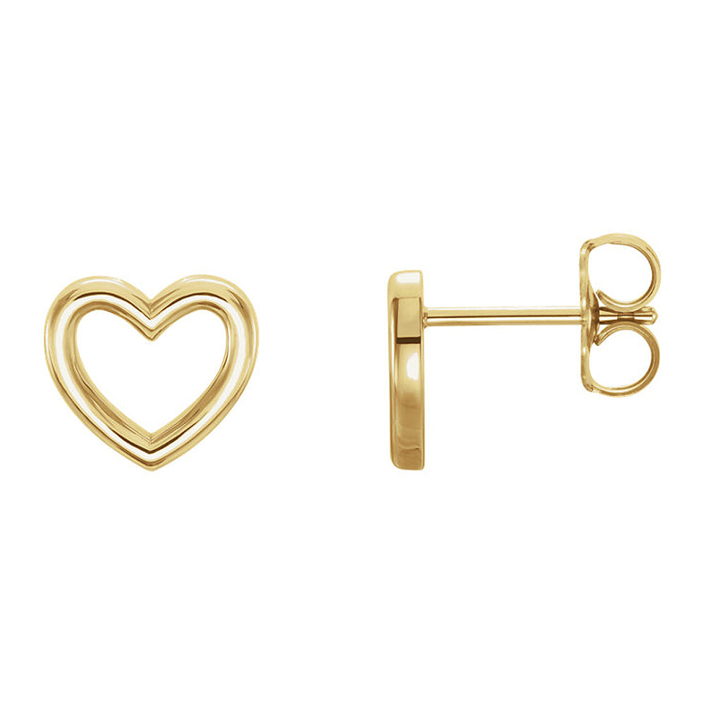 9 x 8mm (3/8 Inch) Polished 14k Yellow Gold Small Heart Post Earrings, Item E16878 by The Black Bow Jewelry Co.