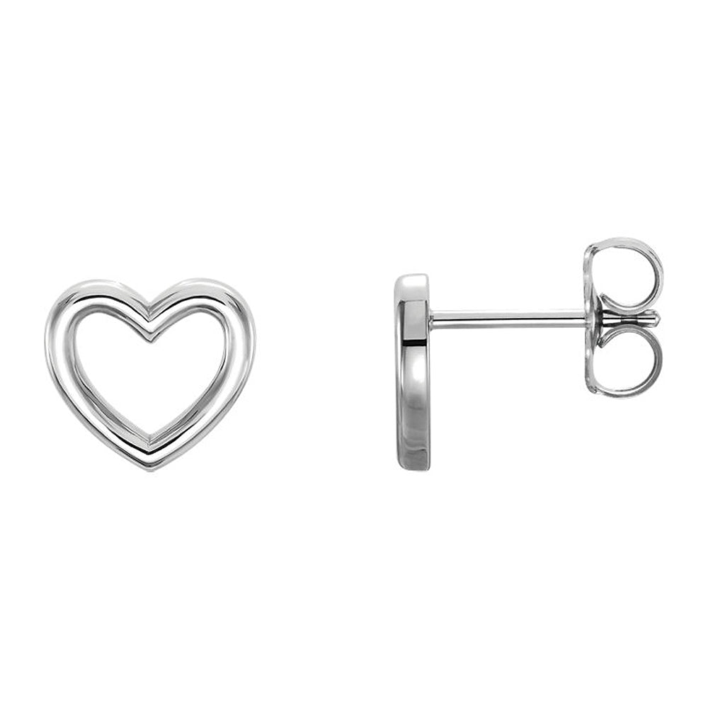9 x 8mm (3/8 Inch) Polished Sterling Silver Small Heart Post Earrings, Item E16881 by The Black Bow Jewelry Co.