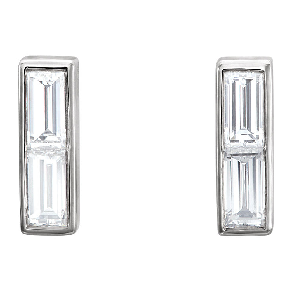 Alternate view of the 3 x 9mm 14k White Gold 1/2 CTW (G-H, I1) Diamond Earrings by The Black Bow Jewelry Co.