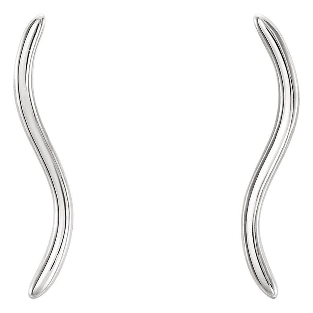 Alternate view of the 3mm x 19mm (3/4 Inch) 14k White Gold Wavy Ear Climbers by The Black Bow Jewelry Co.