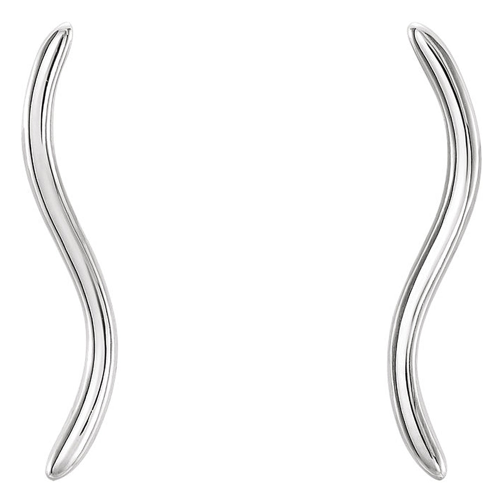 Alternate view of the 3mm x 19mm (3/4 Inch) Sterling Silver Wavy Ear Climbers by The Black Bow Jewelry Co.