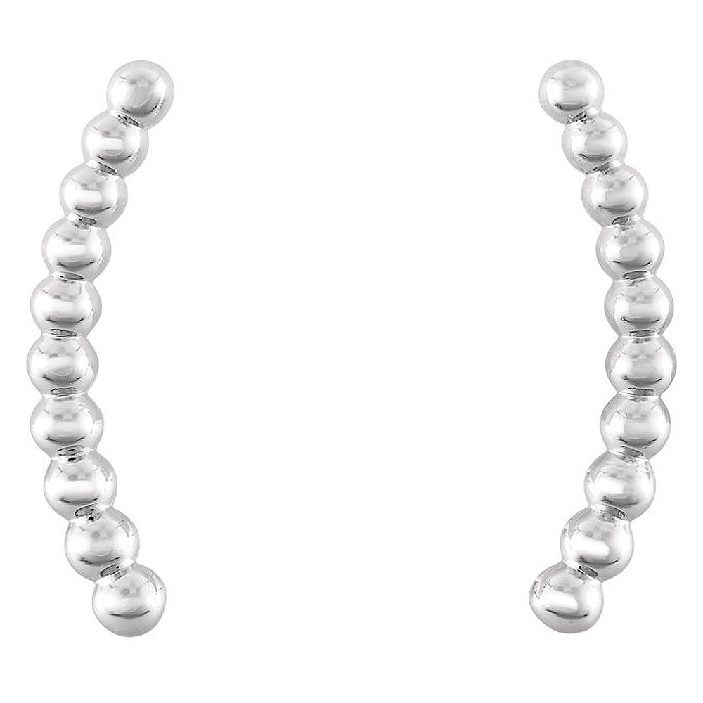 Alternate view of the 1.7 x 15mm (9/16 Inch) 14k White Gold Beaded Ear Climbers by The Black Bow Jewelry Co.