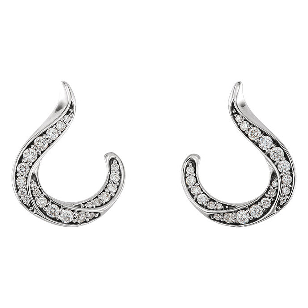 Alternate view of the 14 x 16mm 14k White Gold 3/8 CTW (G-H, I1) Diamond J-Hoop Earrings by The Black Bow Jewelry Co.