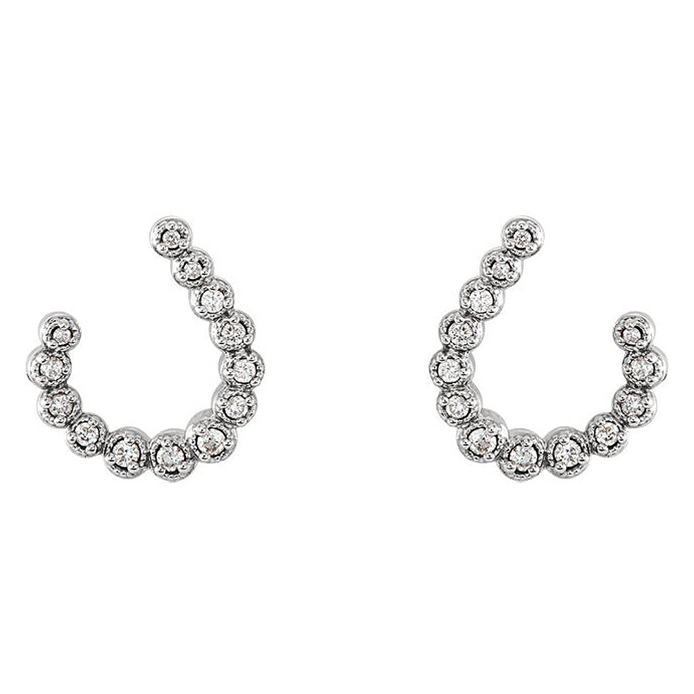 Alternate view of the 2 x 13mm 14k White Gold 1/4 CTW (G-H, I1) Diamond J-Hoop Earrings by The Black Bow Jewelry Co.