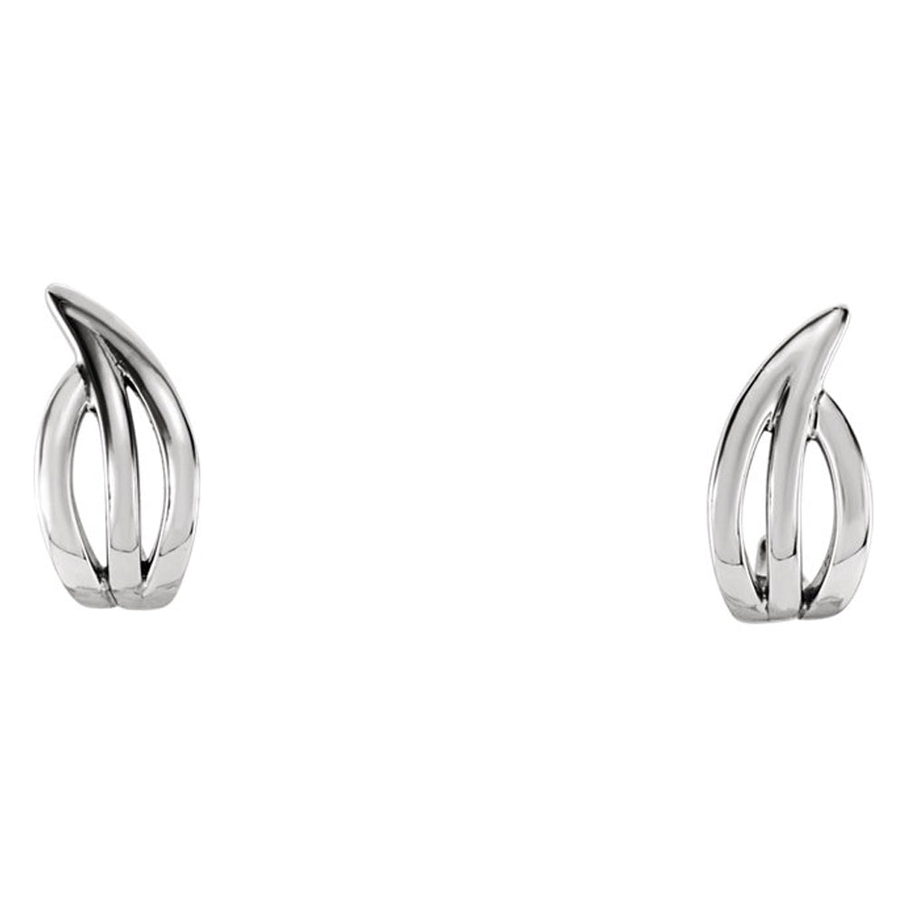 Alternate view of the 5 x 14mm (9/16 Inch) 14k White Gold Small Freeform J-Hoop Earrings by The Black Bow Jewelry Co.