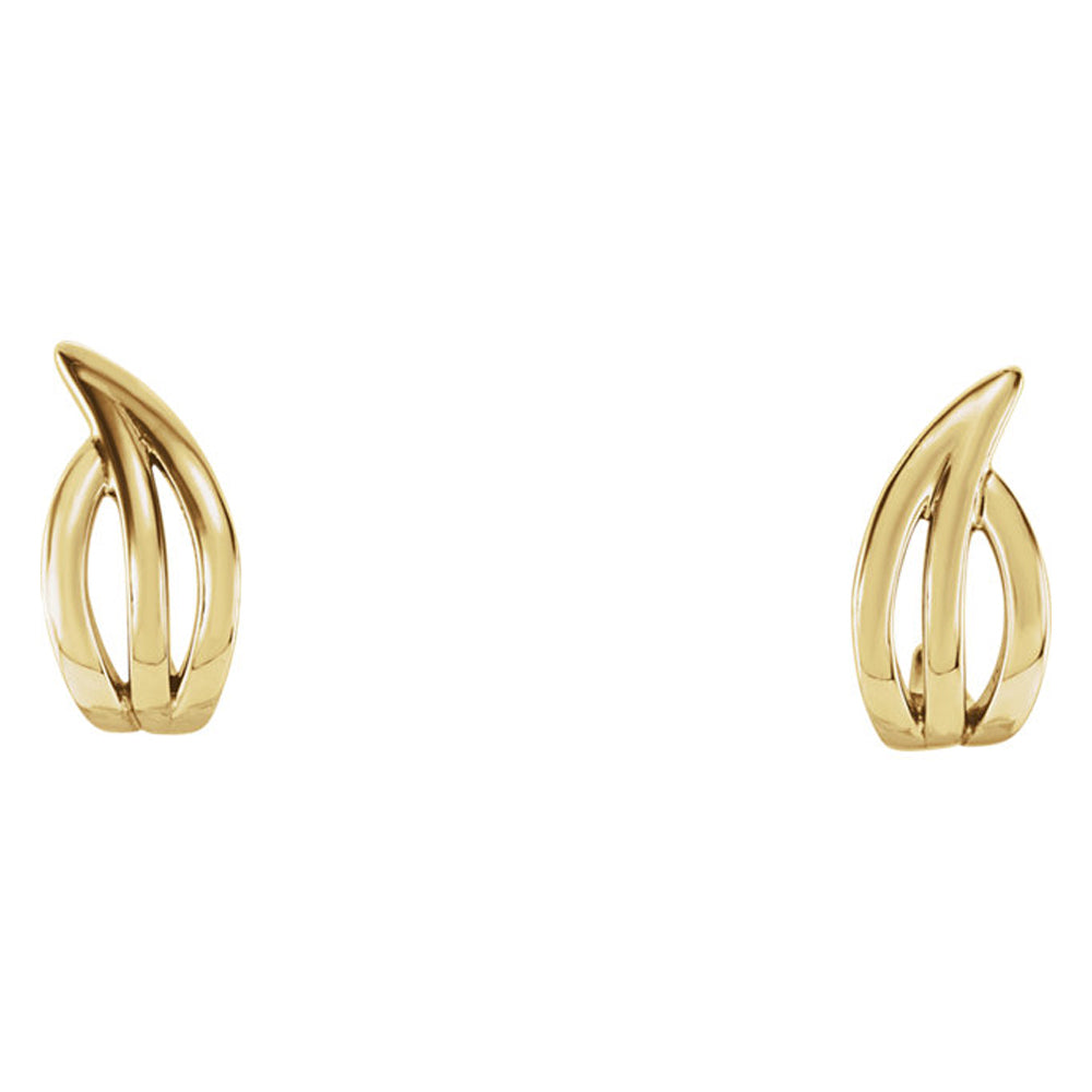 Alternate view of the 5 x 14mm (9/16 Inch) 14k Yellow Gold Small Freeform J-Hoop Earrings by The Black Bow Jewelry Co.