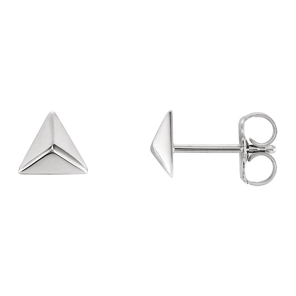 5.5mm (3/16 Inch) 14k White Gold Small Triangle Pyramid Post Earrings, Item E16961 by The Black Bow Jewelry Co.
