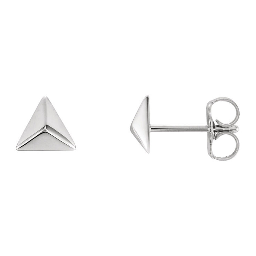 5.5mm (3/16 Inch) Sterling Silver Small Triangle Pyramid Post Earrings, Item E16964 by The Black Bow Jewelry Co.