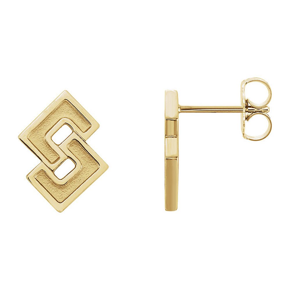 10 x 12mm (7/16 Inch) 14k Yellow Gold Small Geometric Post Earrings, Item E16966 by The Black Bow Jewelry Co.