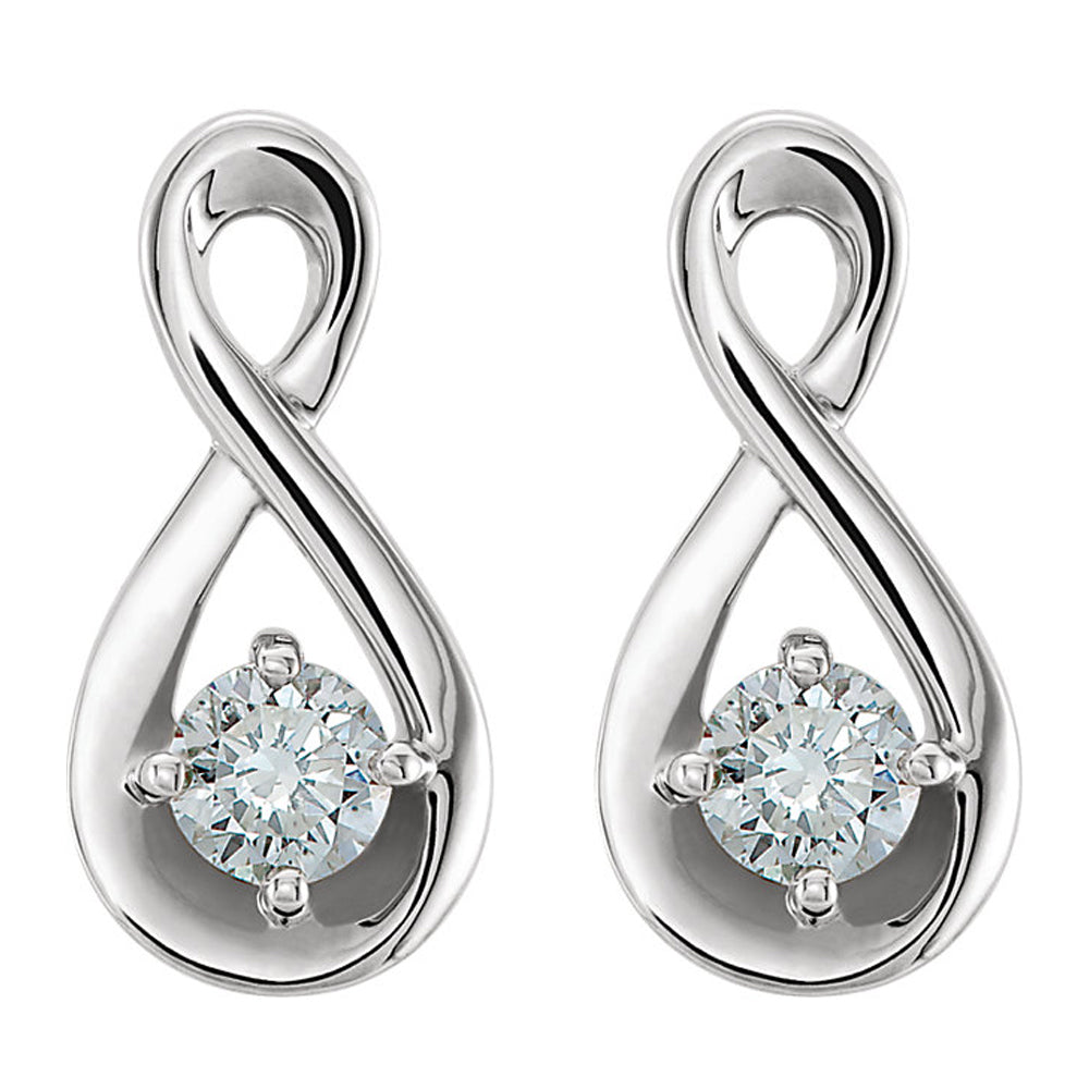 Alternate view of the 5 x 12mm 14k White Gold 1/5 CTW Diamond Infinity Earrings (G-H, I1) by The Black Bow Jewelry Co.