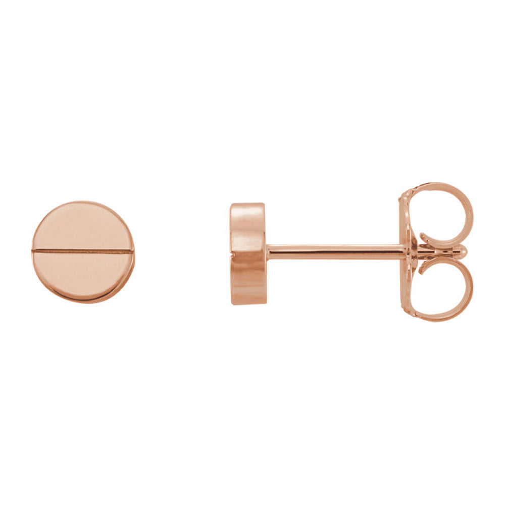 5mm (3/16 Inch) 14k Rose Gold Geometric Circle Post Earrings, Item E16990 by The Black Bow Jewelry Co.