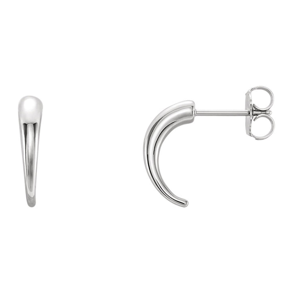 3 x 13mm (1/8 x 1/2 Inch) 14k White Gold Small Tapered J-Hoop Earrings, Item E16991 by The Black Bow Jewelry Co.