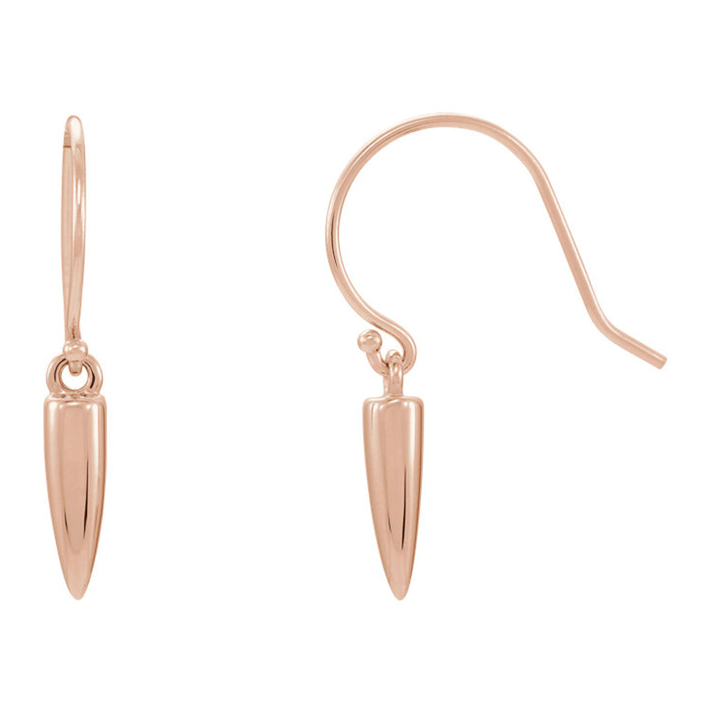 14k Rose Gold 3 x 13mm (1/8 x 1/2 Inch) Geometric Dangle Earrings, Item E16998 by The Black Bow Jewelry Co.