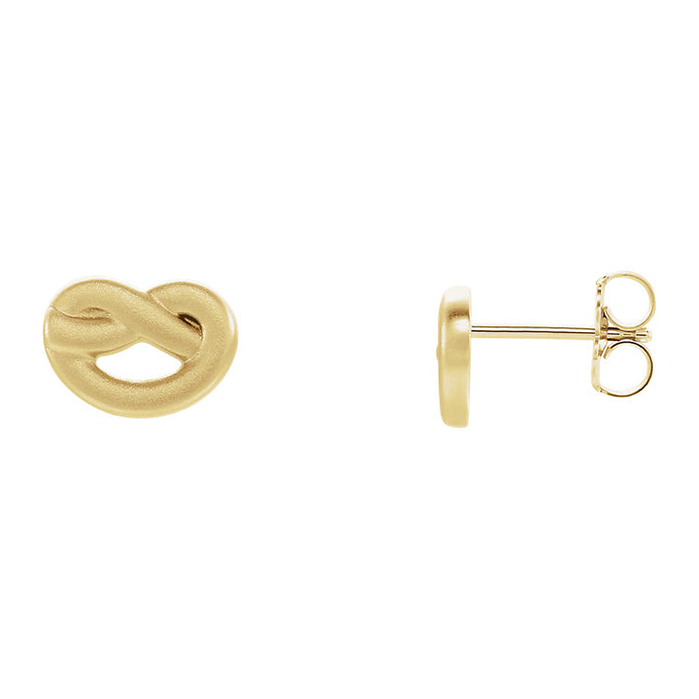 7mm x 10mm (3/8 Inch) 14k Yellow Gold Satin Knot Post Earrings, Item E17001 by The Black Bow Jewelry Co.