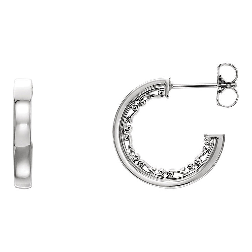 2.7 x 16mm 14k White Gold Vintage-Inspired Round Hoop Earrings, Item E17004 by The Black Bow Jewelry Co.