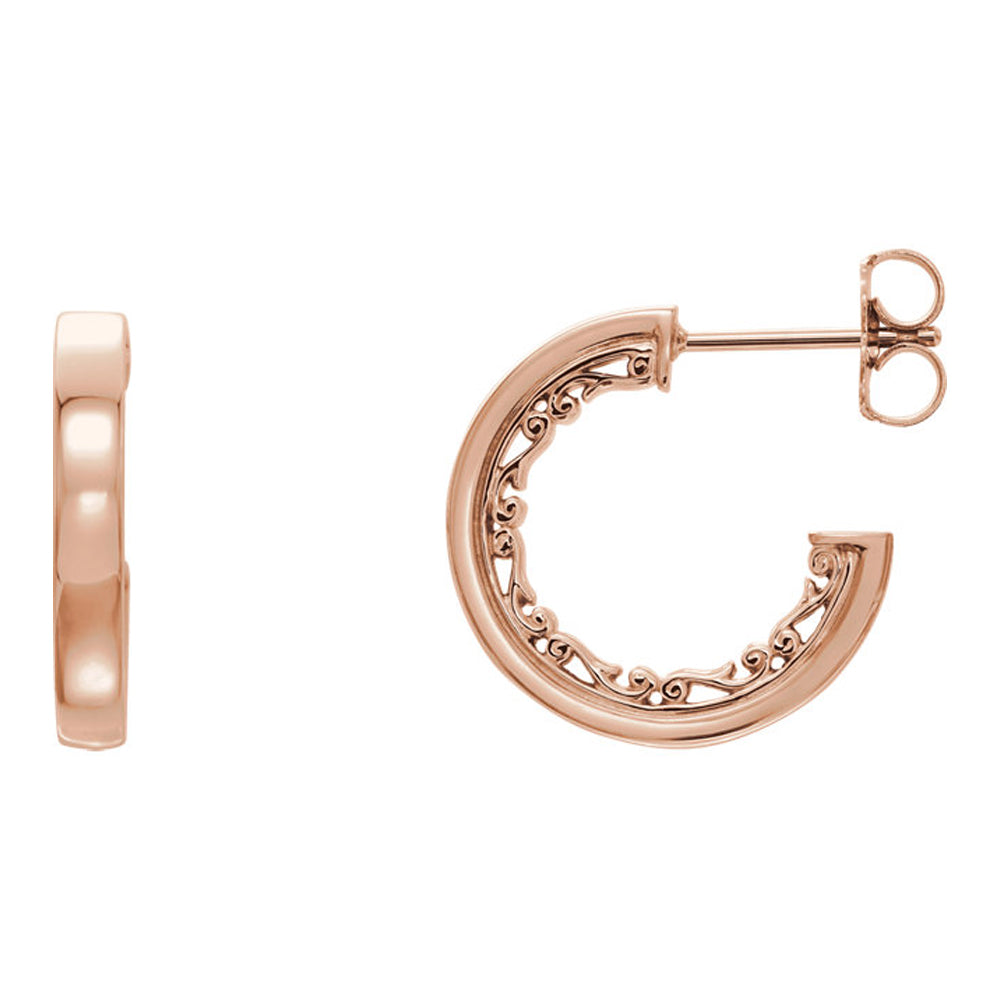 2.7 x 16mm (5/8 In) 14k Rose Gold Vintage-Inspired Round Hoop Earrings, Item E17006 by The Black Bow Jewelry Co.