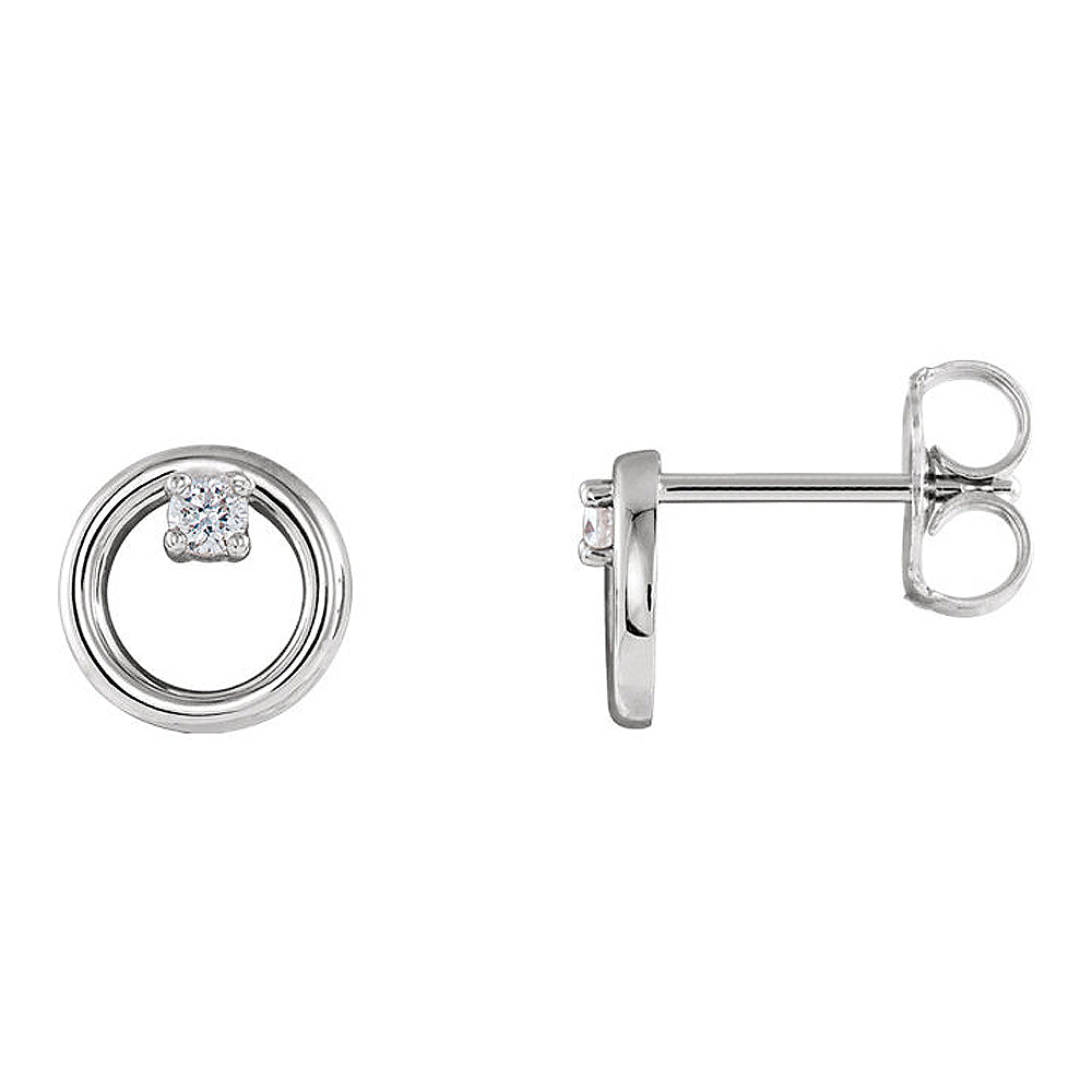 7.25mm 14k White Gold .06 CTW (G-H, I1) Diamond Circle Post Earrings, Item E17017 by The Black Bow Jewelry Co.