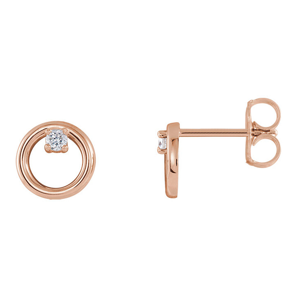 7.25mm 14k Rose Gold .06 CTW (G-H, I1) Diamond Circle Post Earrings, Item E17019 by The Black Bow Jewelry Co.