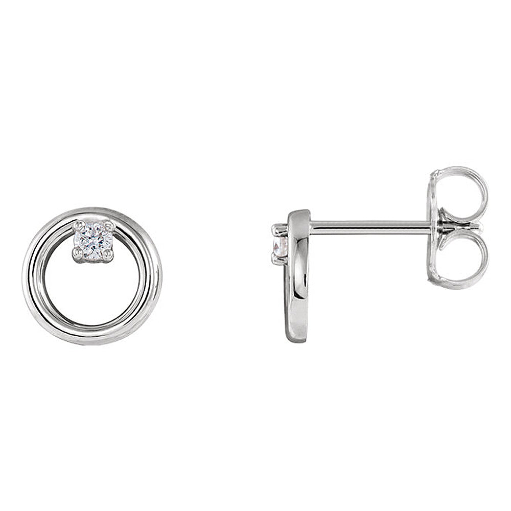 7.25mm Platinum .06 CTW (G-H, SI2-SI3) Diamond Circle Post Earrings, Item E17020 by The Black Bow Jewelry Co.