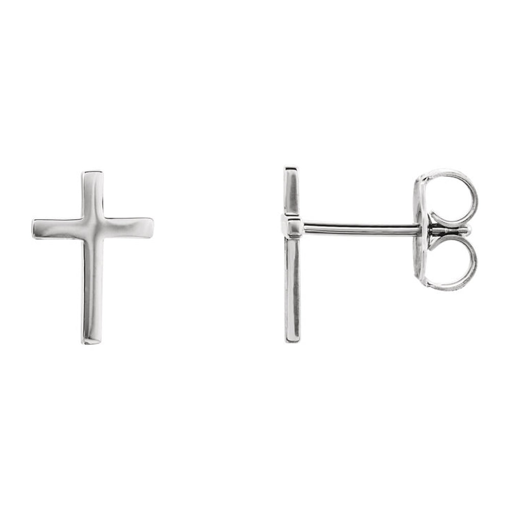 7 x 10mm (1/4 x 3/8 Inch) 14k White Gold Small Cross Stud Earrings, Item E17037 by The Black Bow Jewelry Co.