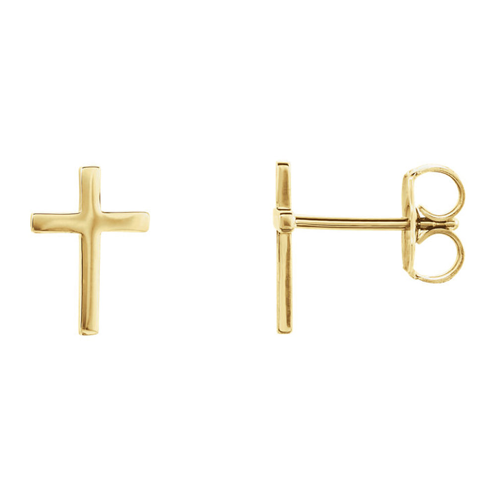 7 x 10mm (1/4 x 3/8 Inch) 14k Yellow Gold Small Cross Stud Earrings, Item E17038 by The Black Bow Jewelry Co.
