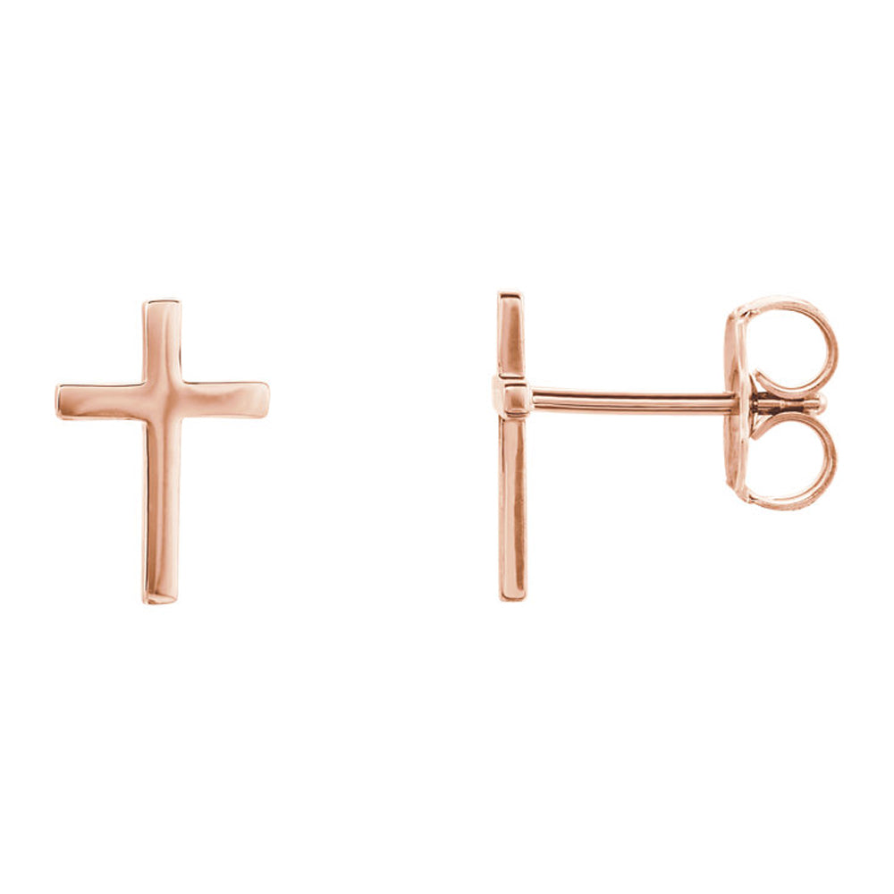 7 x 10mm (1/4 x 3/8 Inch) 14k Rose Gold Small Cross Stud Earrings, Item E17039 by The Black Bow Jewelry Co.