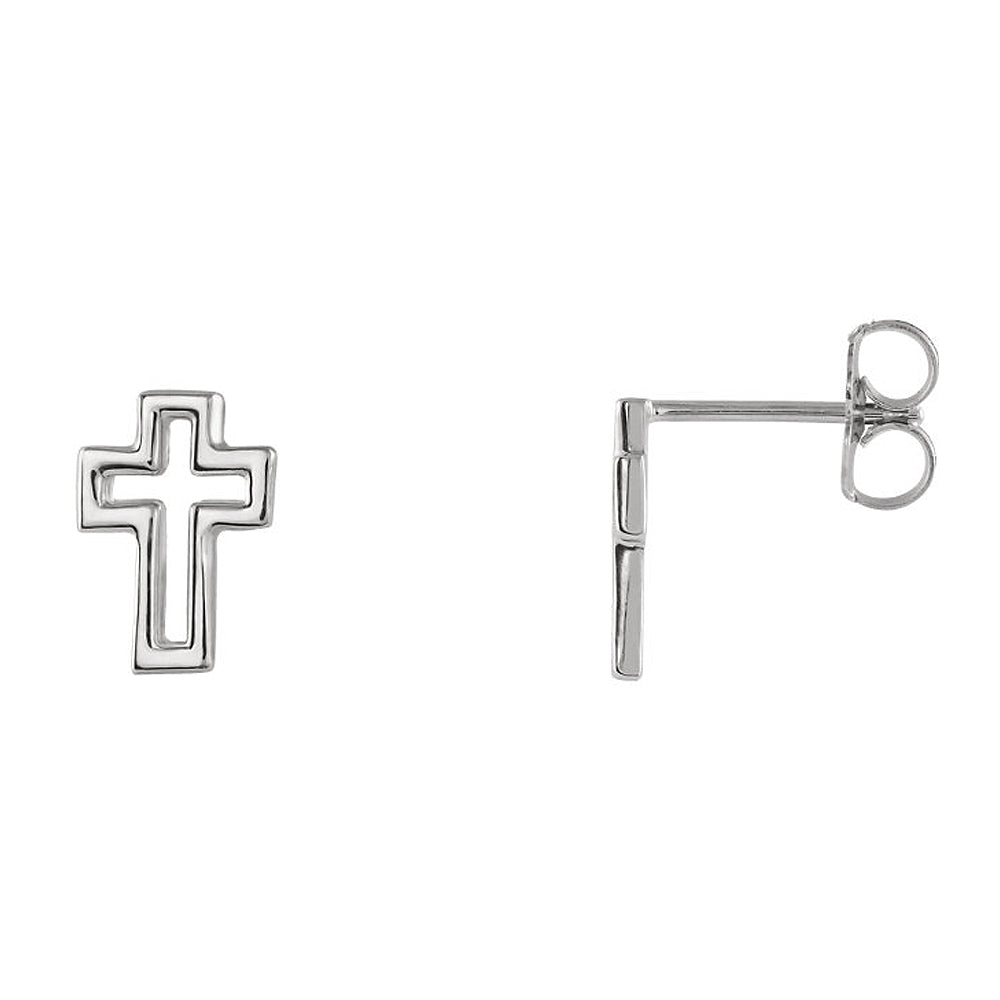 7 x 10mm (1/4 x 3/8 Inch) Sterling Silver Voided Cross Post Earrings, Item E17045 by The Black Bow Jewelry Co.