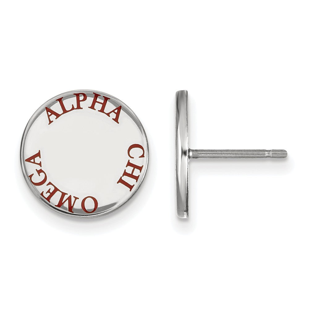 Sterling Silver Alpha Chi Omega Red Enamel Post Earrings, Item E17047 by The Black Bow Jewelry Co.