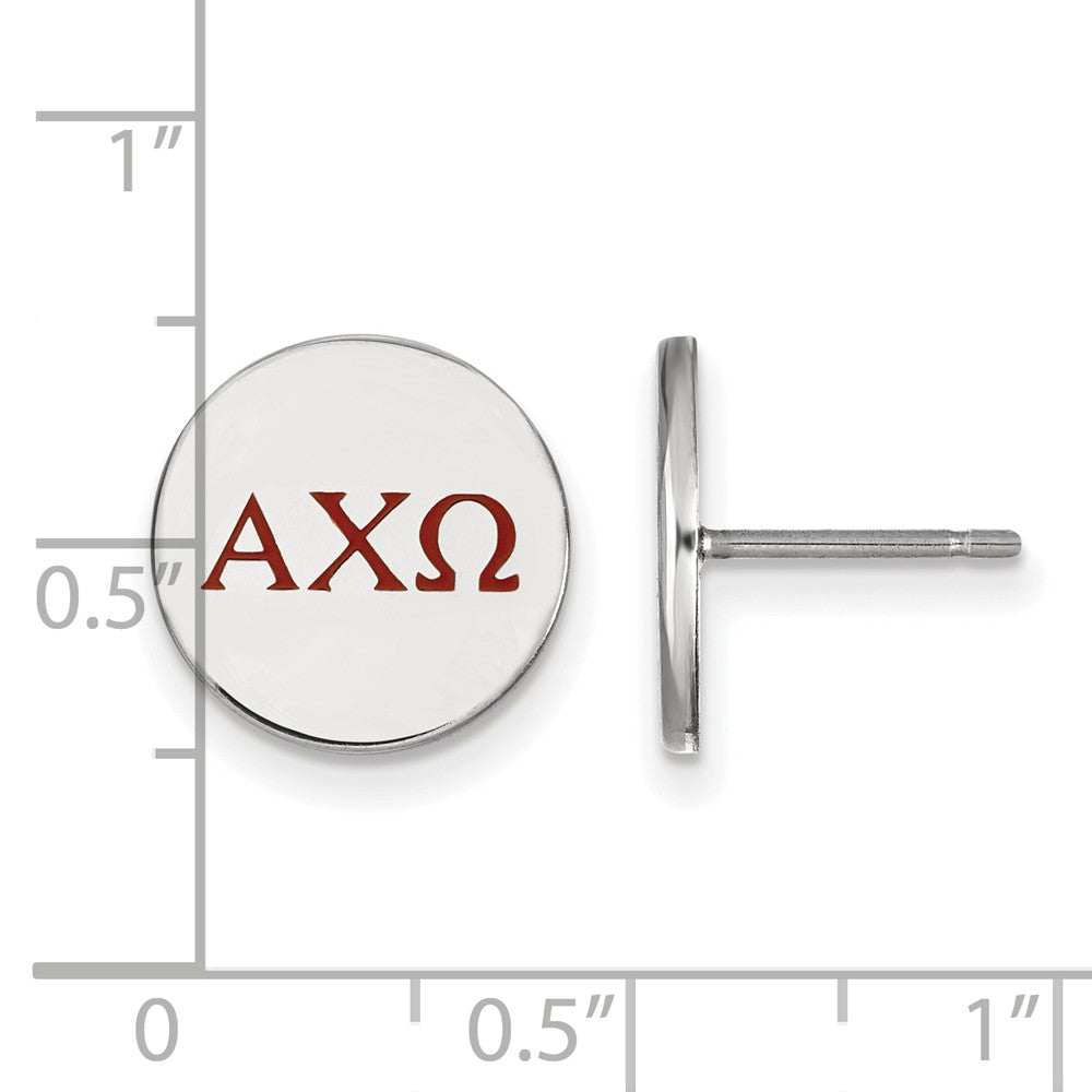 Alternate view of the Sterling Silver Alpha Chi Omega Enamel Greek Letters Post Earrings by The Black Bow Jewelry Co.