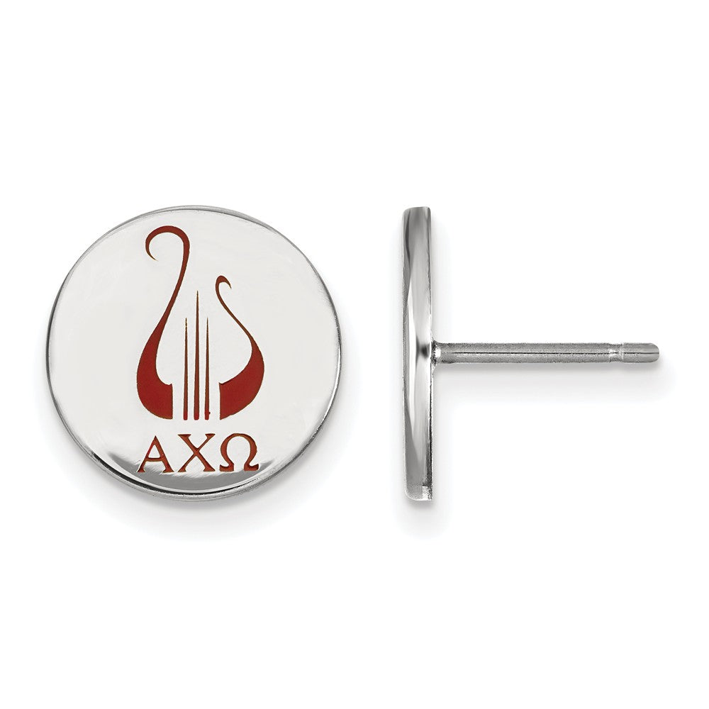 Sterling Silver Alpha Chi Omega Enamel Post Earrings, Item E17052 by The Black Bow Jewelry Co.