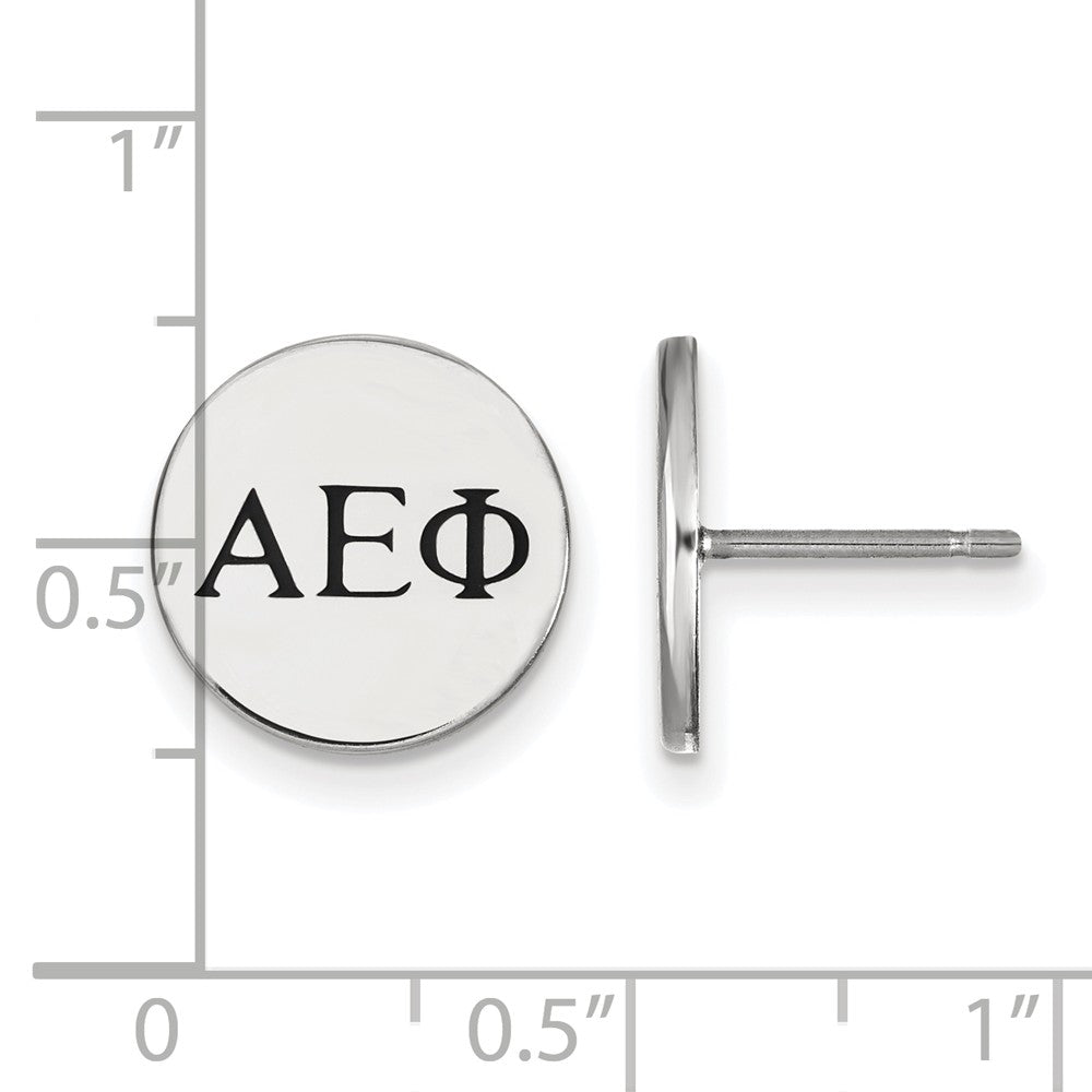 Alternate view of the Sterling Silver Alpha Epsilon Phi Black Enamel Greek Post Earrings by The Black Bow Jewelry Co.