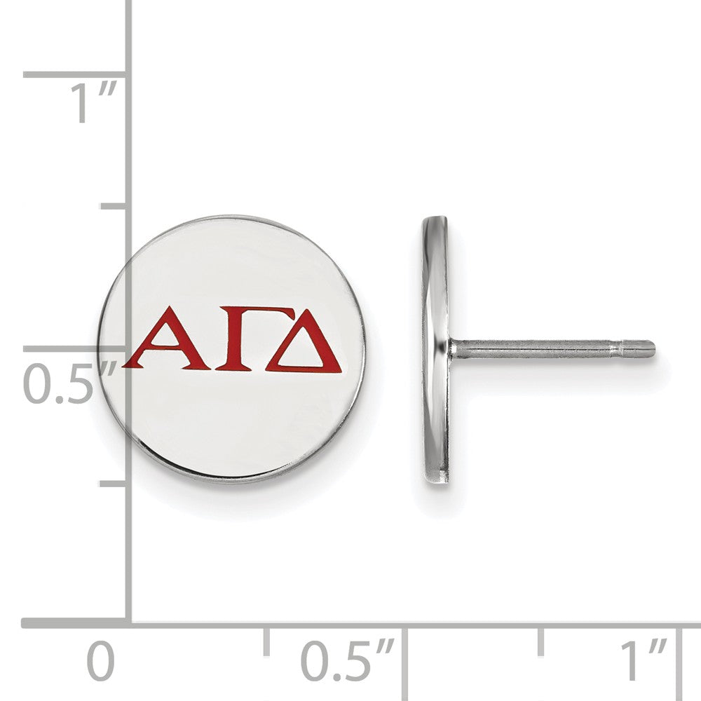 Alternate view of the Sterling Silver Alpha Gamma Delta Enamel Post Earrings by The Black Bow Jewelry Co.