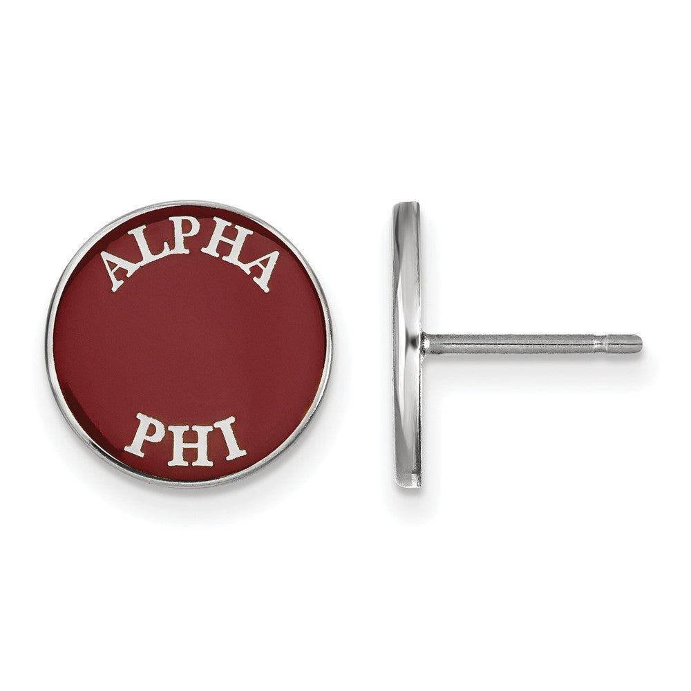 Sterling Silver Alpha Phi Enamel Disc Post Earrings, Item E17081 by The Black Bow Jewelry Co.